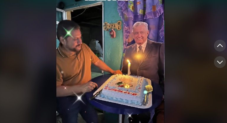Video viral: Con todo y pastel de Amlito, festejan cumpleaños con temática de López Obrador