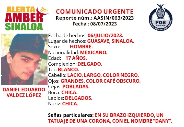 En Guasave, Daniel Eduardo está desaparecido desde hace dos días; es buscado por su familia