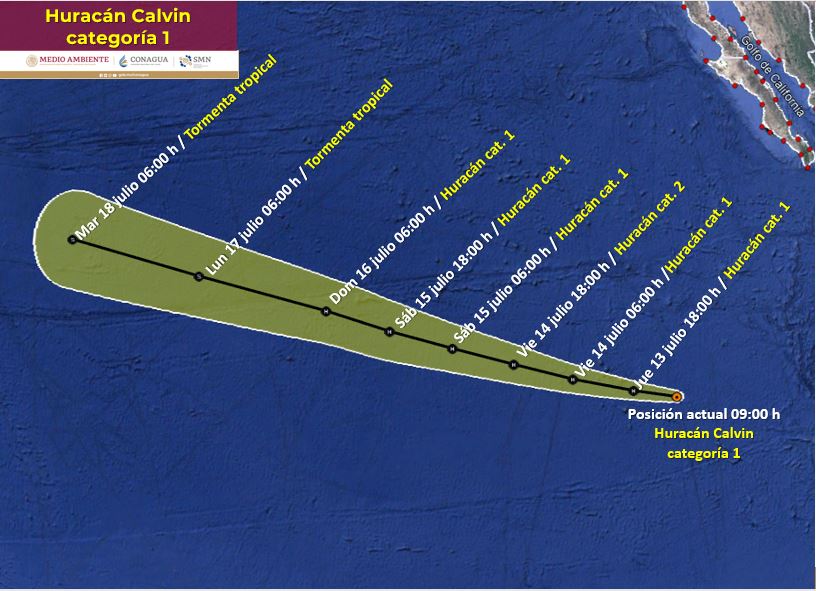 Clima: ‘Calvin’ se fortalece a huracán categoría 1, lejos de las costas nacionales, reporta el SMN