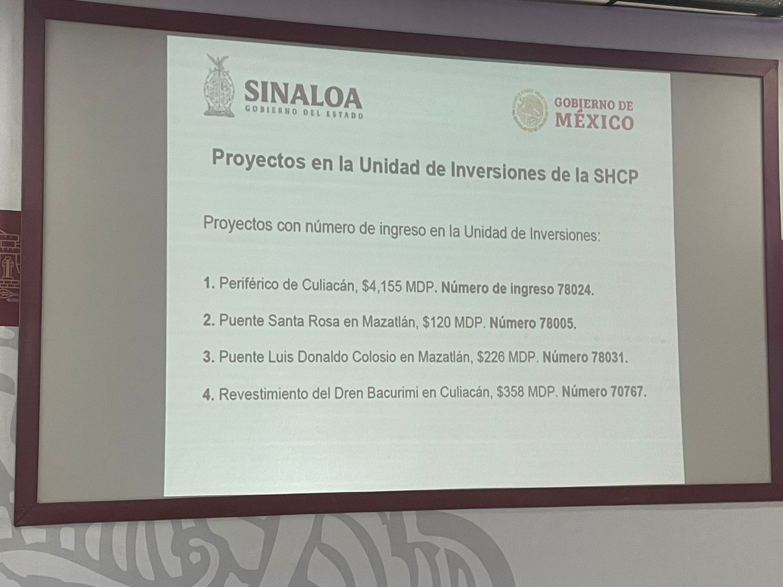 Sinaloa tendrá cuatro proyectos prioritarios para el 2024 dentro del presupuesto de egresos: Rocha Moya