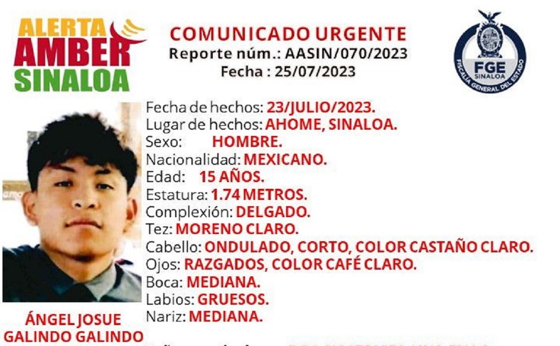 Buscan al joven Ángel Josué, desaparecido en Los Mochis