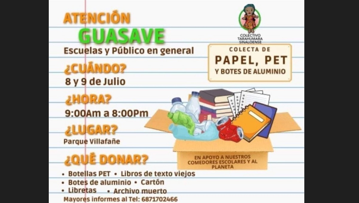 ¡No tire los libros escolares! Llévelos a la colecta de papel y ayude al Colectivo Tarahumara Sinaloense