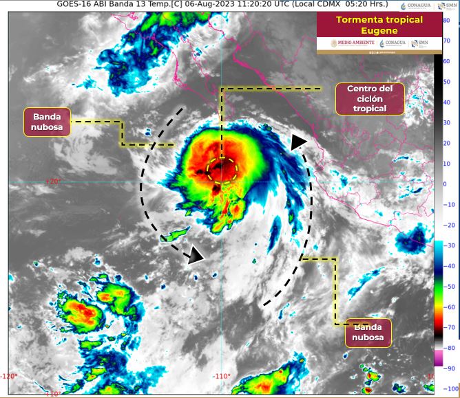 Se fortalece la tormenta tropical Eugene en el Pacífico, muy cerca de Los Cabos en Baja California Sur