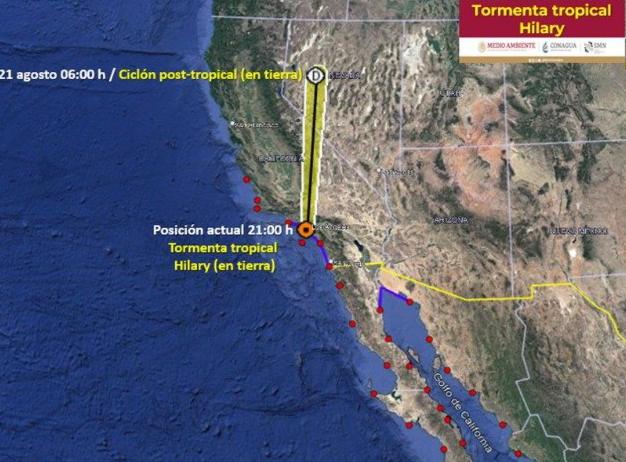‘Hilary’ sale de México y toca tierra en California, Estados Unidos