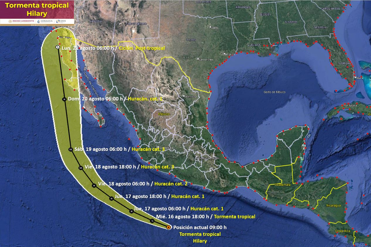 ‘Hilary’ ya es tormenta tropical, checa su trayectoria
