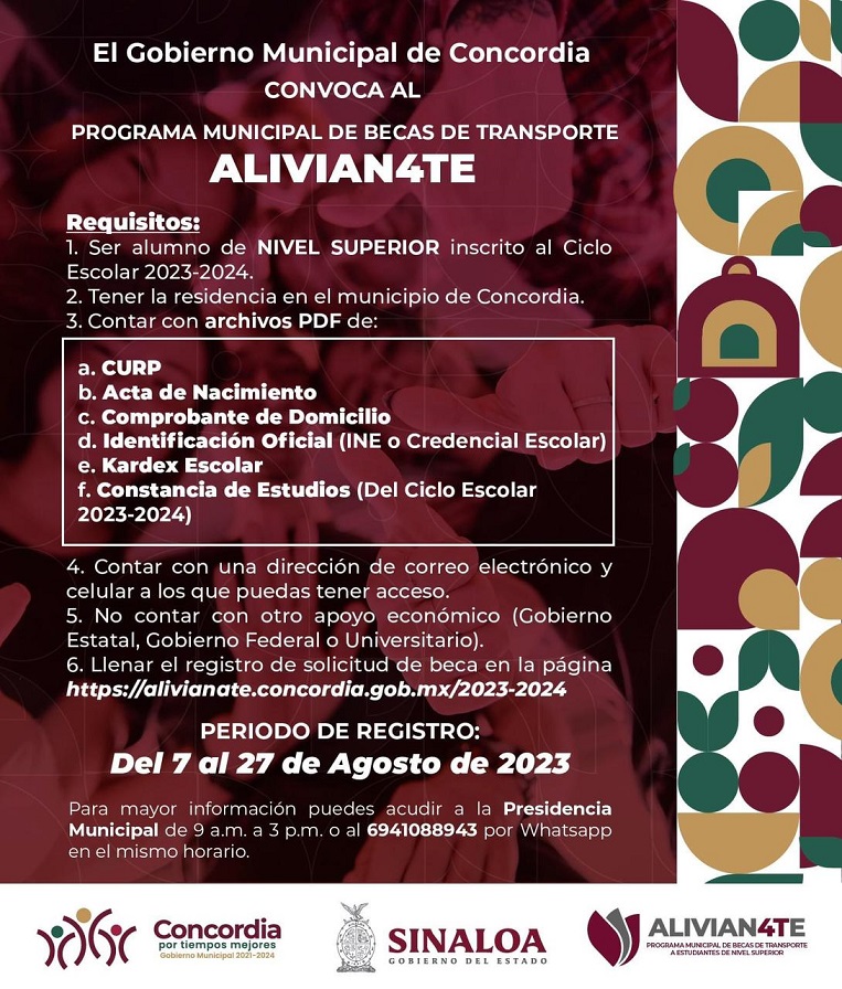 ¿Ocupas becas de transporte? Gobierno de Concordia lanza el programa ‘Alivian4te’ para estudiantes universitarios