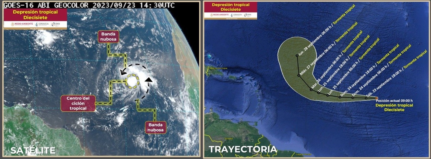 Clima | Se forma la depresión tropical Diecisiete; en vigilancia otra zona de baja presión en el Pacífico