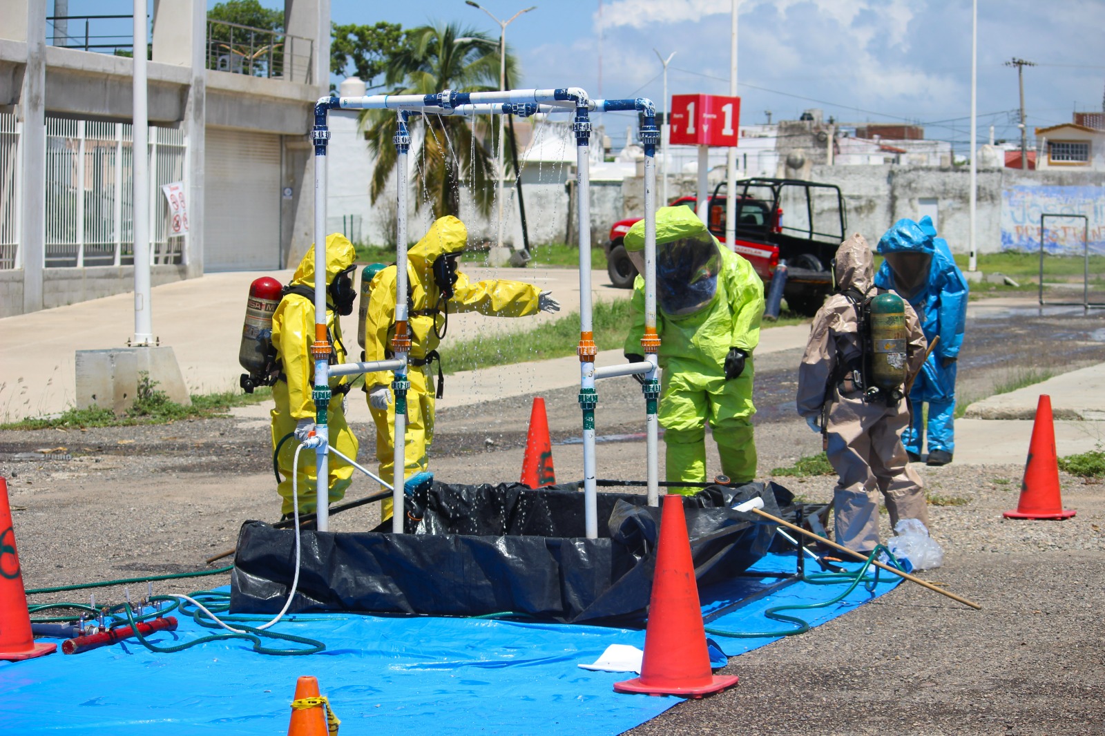 Realiza Bomberos de Mazatlán simulacro sobre derrame de sustancias químicas