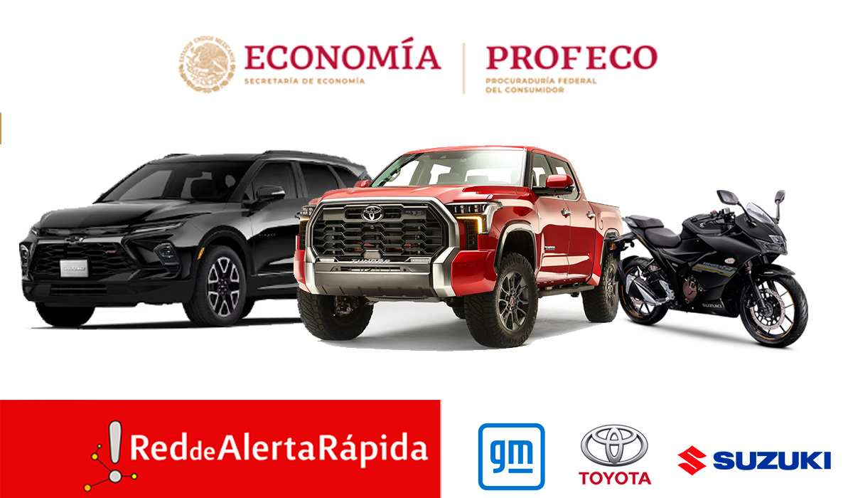 Atención| Estos vehículos de Toyota, General Motors y motocicletas Suzuki presentan fallas: Profeco