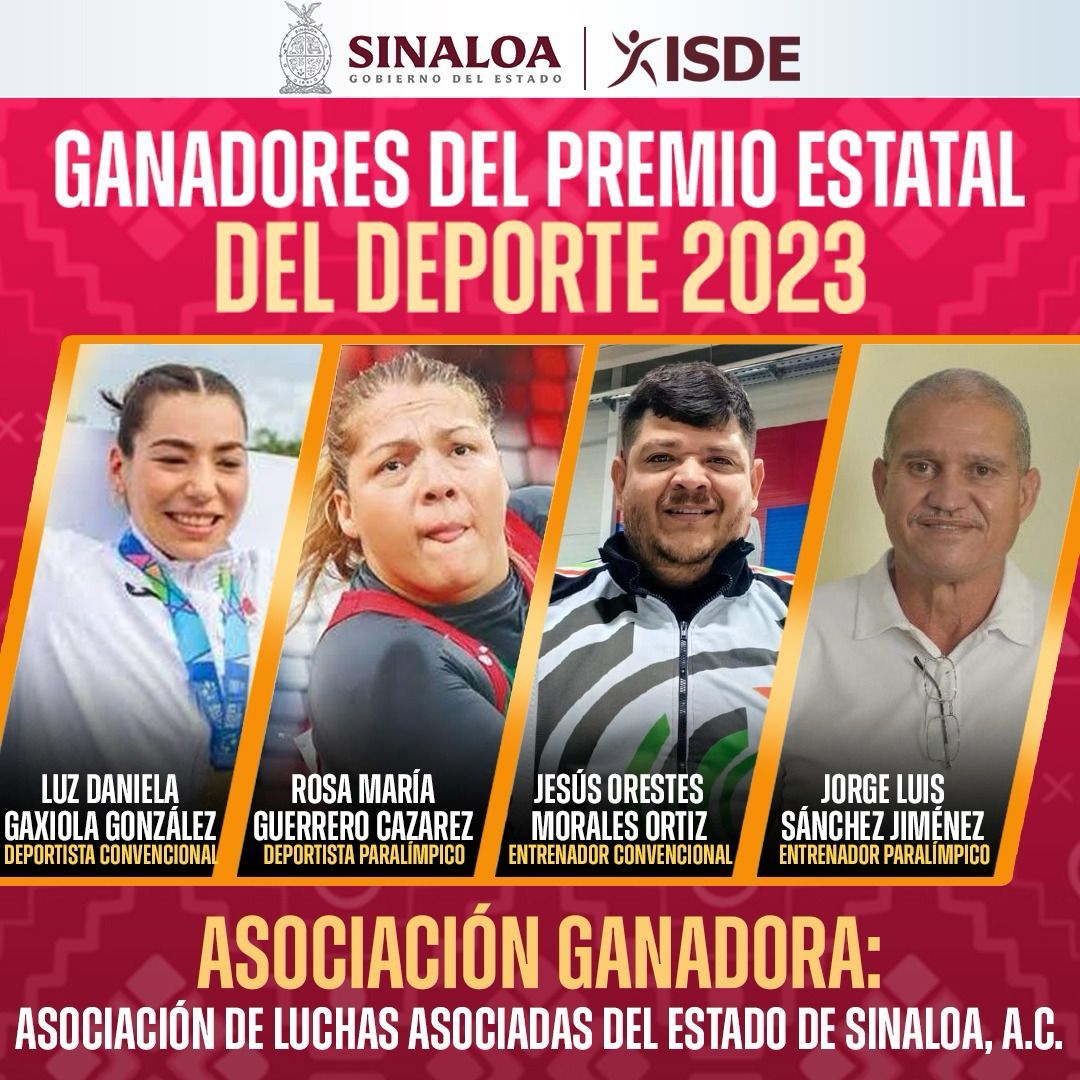 Anuncian a los ganadores del Premio Estatal del Deporte 2023 en Sinaloa