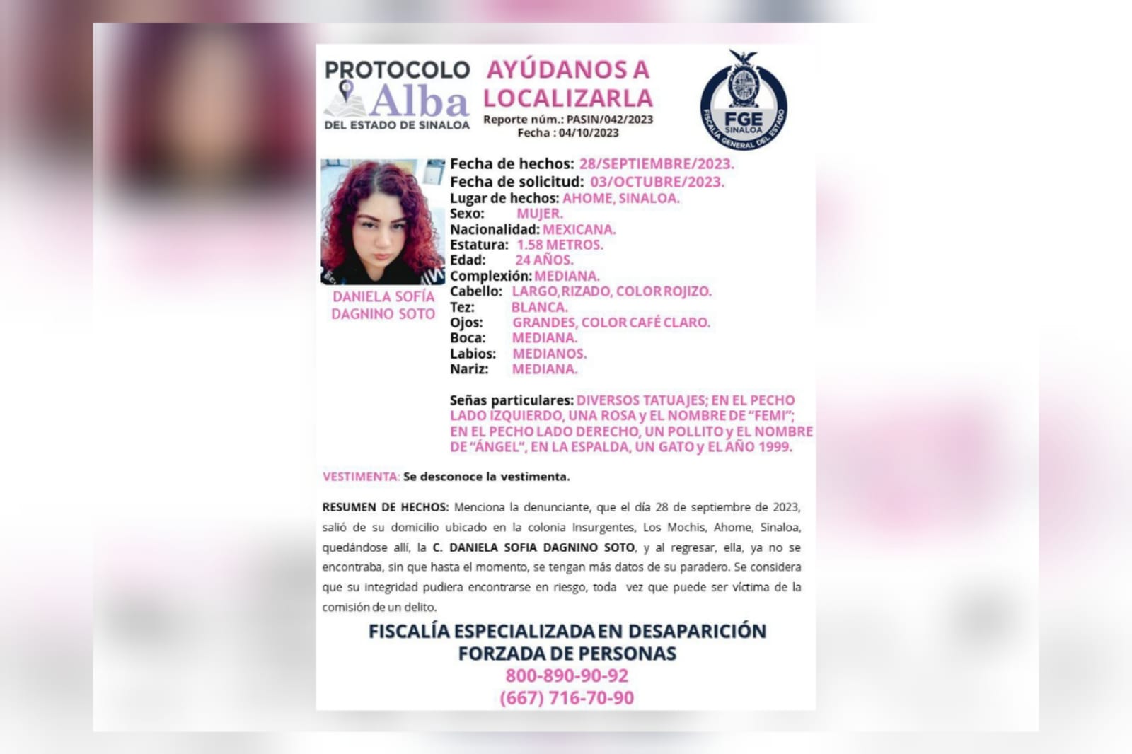 Buscan a Daniela Sofía desaparecida en Los Mochis