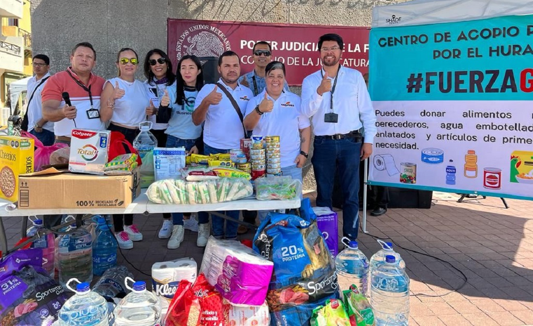 Sindicalizados de la PJF en Mazatlán instalan centro de acopio para ayudar a los afectados por huracán ‘Otis’