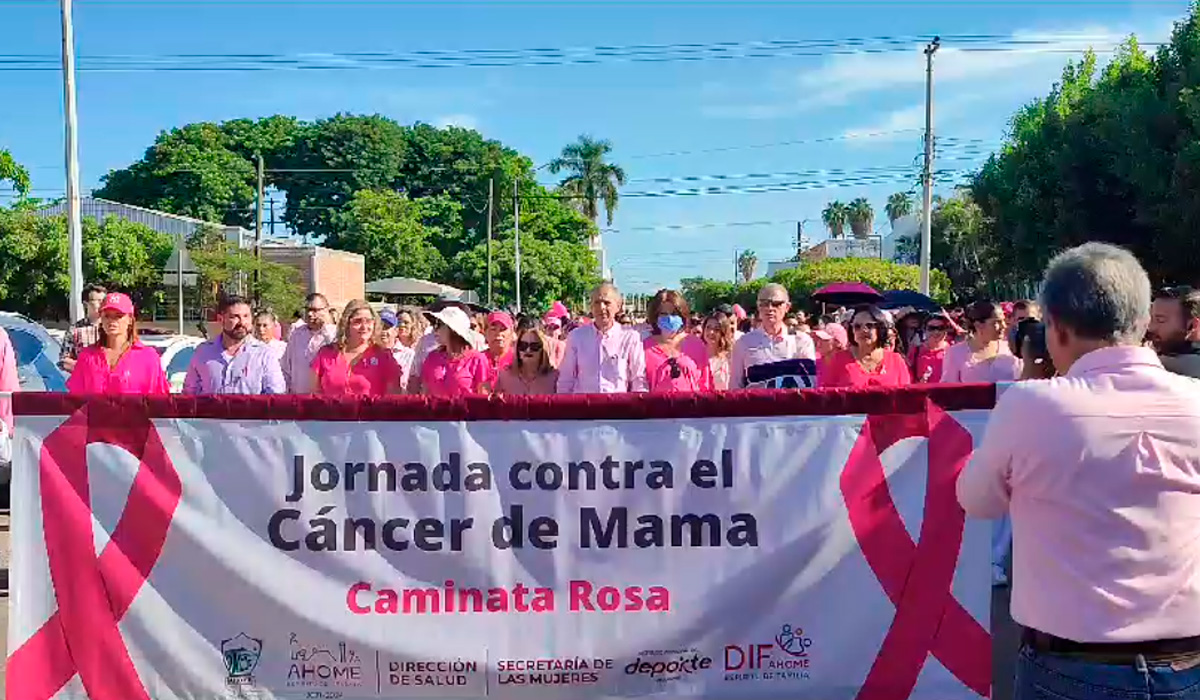 Realizan caminata rosa en Ahome para concientizar sobre la lucha contra el cáncer de mama