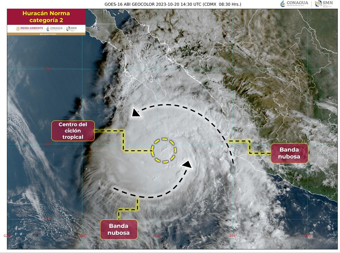 Huracán ‘Norma’ se degrada a categoría 2, aun sigue siendo de riesgo debido a sus fuertes vientos y lluvia
