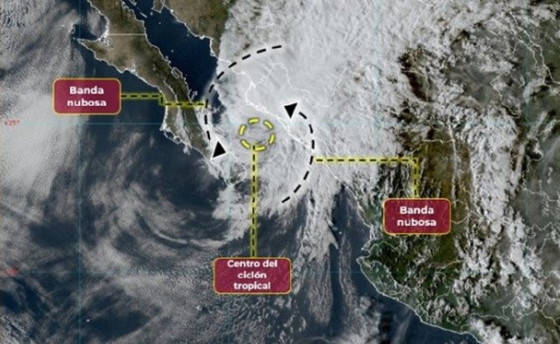 El centro de la tormenta tropical ‘Norma’ se encuentra frente a la costa norte de Sinaloa