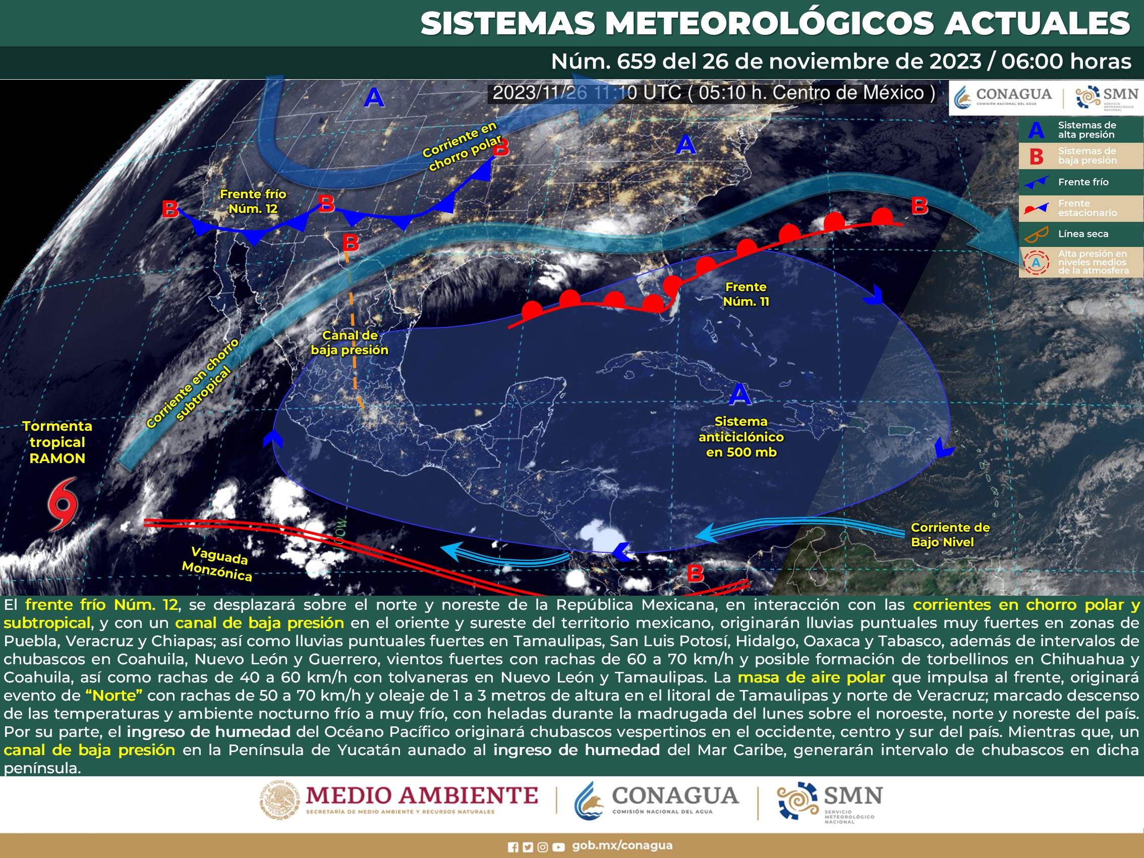CLIMA | Frío y lluvias aisladas se esperan este domingo en Sinaloa; Frente frío 12 se desplazará sobre norte y oriente del país