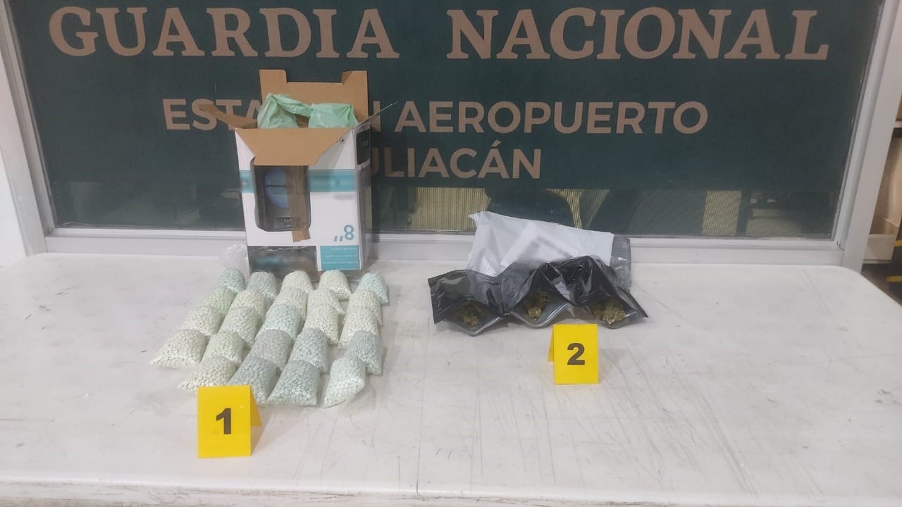 Guardia Nacional asegura 24 mil pastillas de fentanilo en el Aeropuerto Internacional de Culiacán