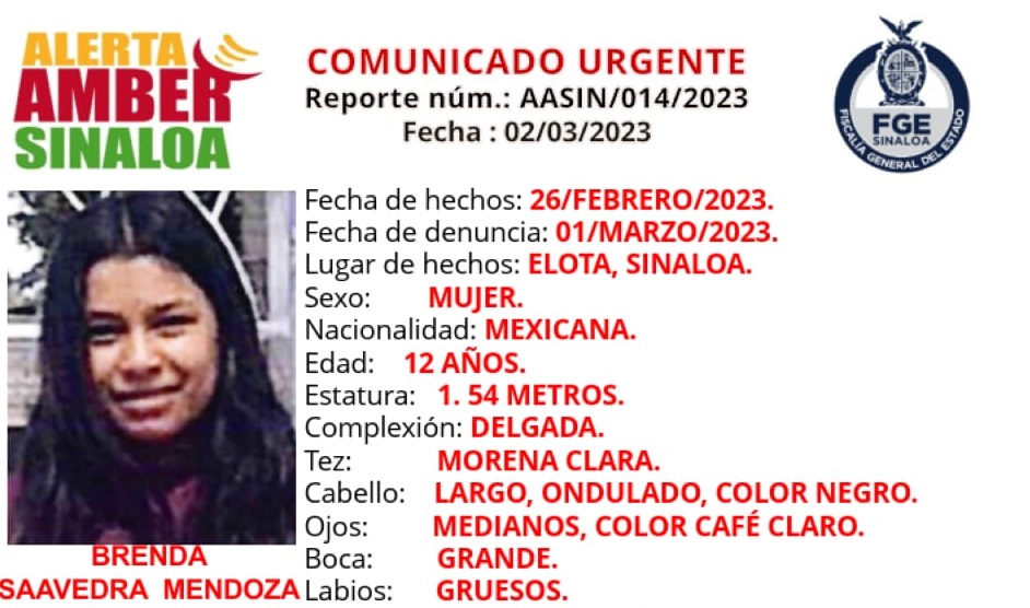 Era de Brenda, una adolescente de 12 años, la osamenta localizada en marzo en Elota