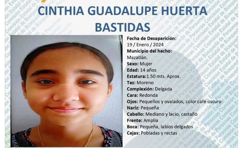 ¿Dónde está? Desaparece adolescente Cinthia en Mazatlán; familiares piden ayuda