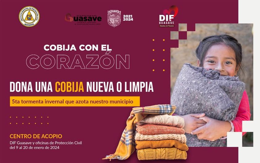 El alcalde de Guasave invita a la población a la colecta “Cobija con el Corazón”