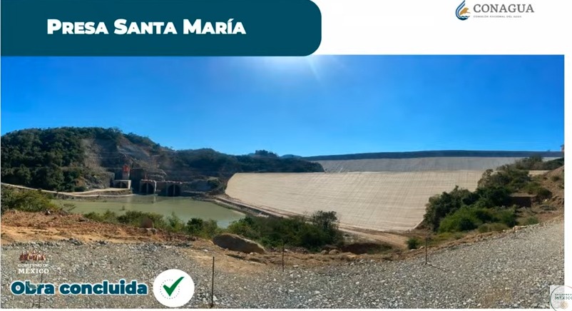 En julio quedará listo y funcionando el distrito de riego de la Presa Santa María en Sinaloa: Conagua