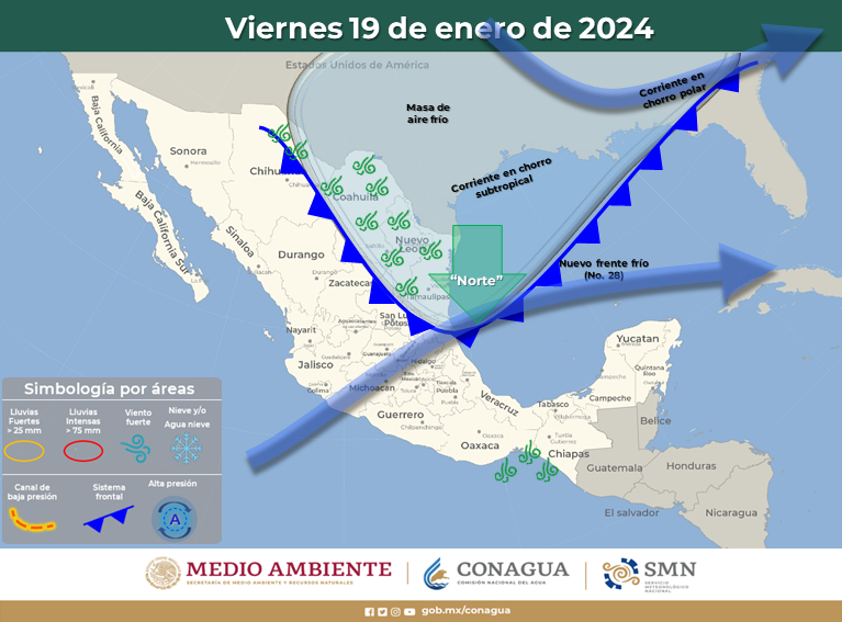 ¡Suerte! El viernes llega el frente frío No 28… pero esta vez no sobre el noroeste del país