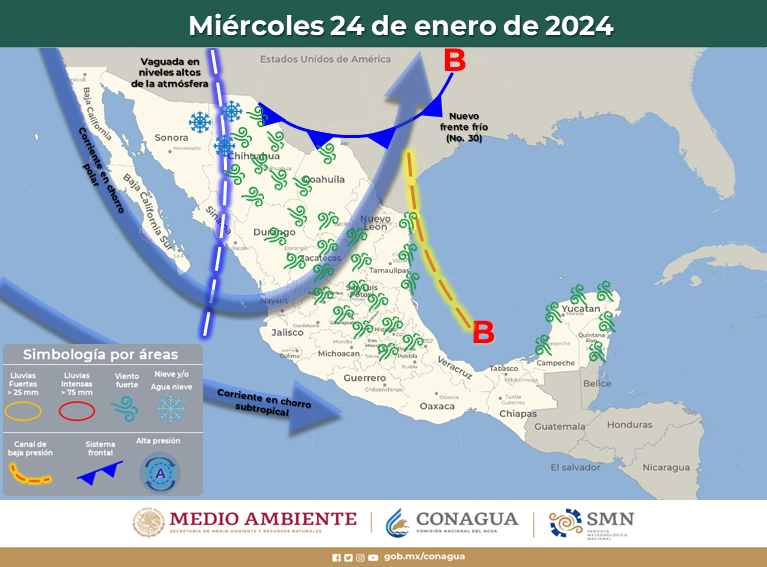 ¡Arremeten! Tres frentes fríos arriban a México a partir de hoy y hasta el jueves