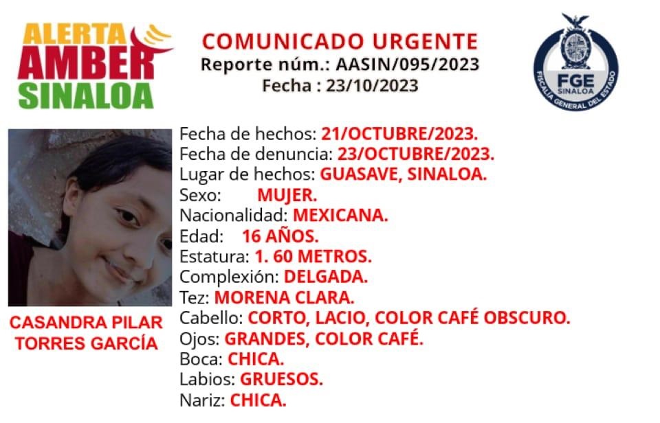 Casandra Pilar, menor desaparecida desde el 23 de octubre del 2023 en Guasave, ya regresó con su familia