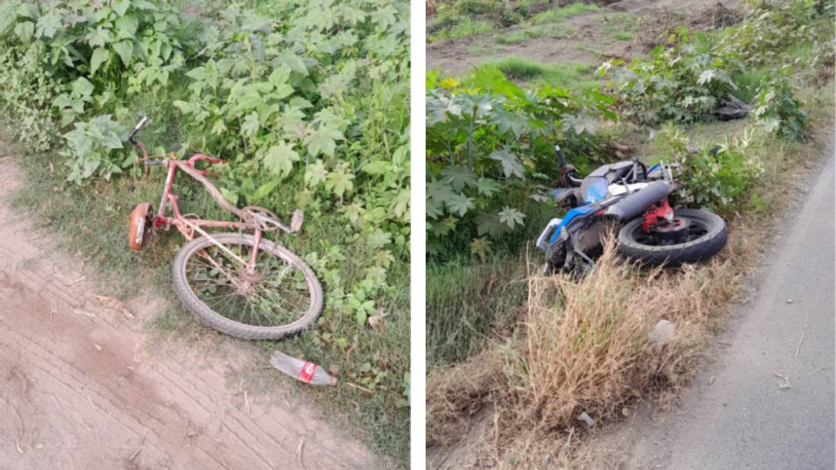 Dos lesionados dejó un choque entre una motocicleta y un ciclista en Guasave