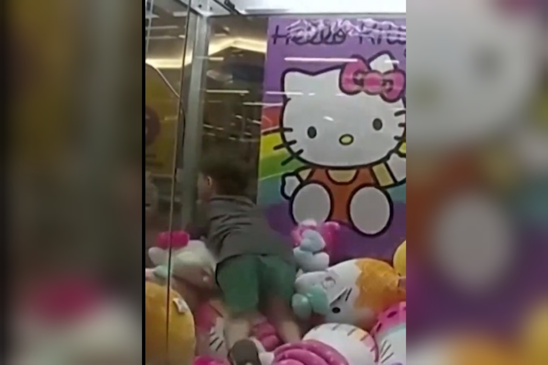 Video | Niño de 3 años se mete en máquina de peluches y queda atrapado; así fue el rescate