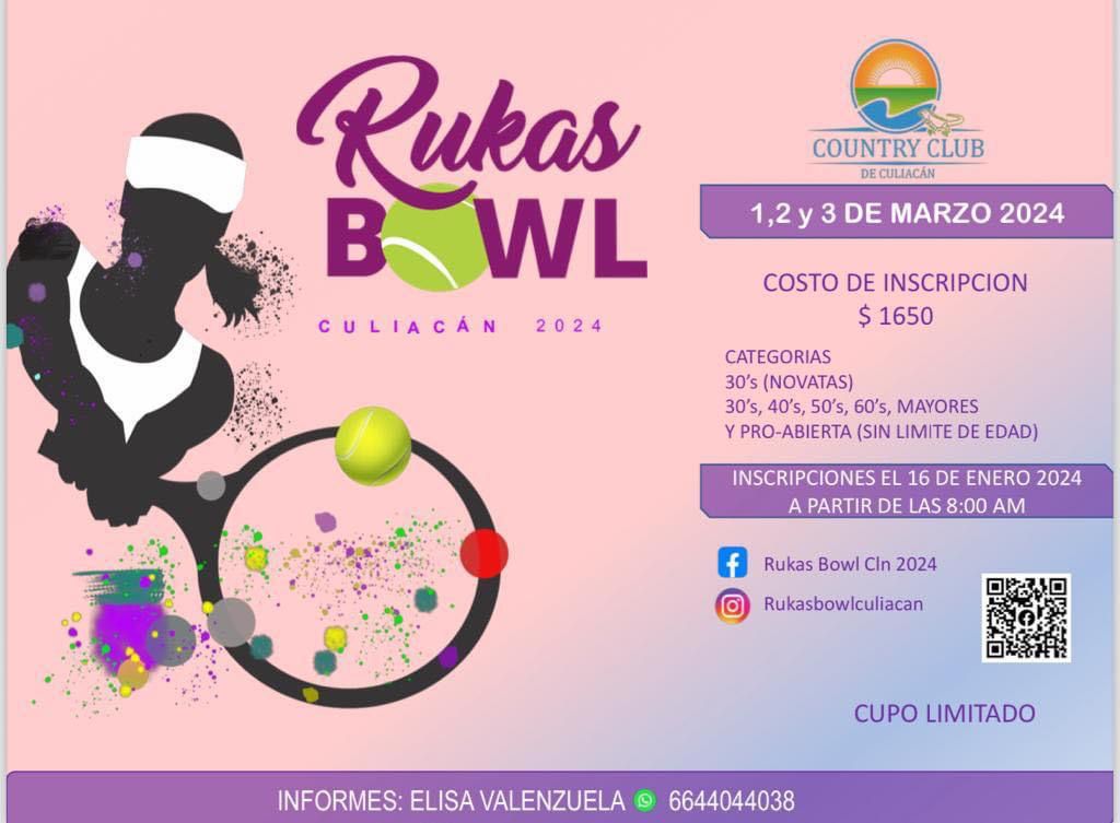 Presentan el Torneo Femenil de Tenis Rukas Bowl 2024 de Country Club Culiacán