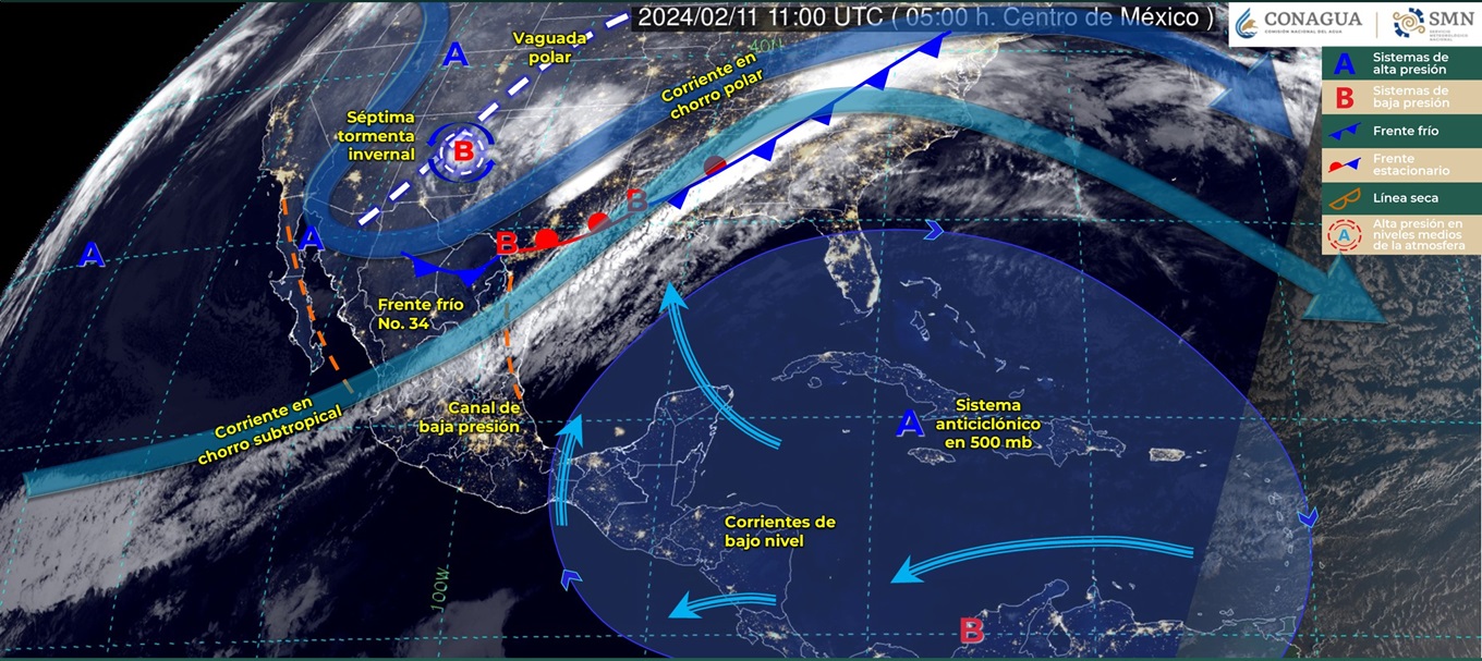Se pronostica caída de nieve o aguanieve sobre el noroeste y norte de la República Mexicana