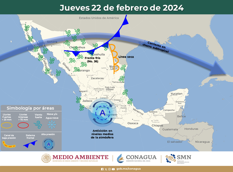 ¡Hazte a un lado! Frente frío No 36 será desplazado rápidamente por la corriente subtropical