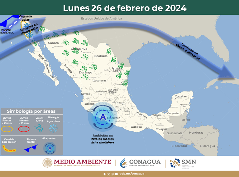¡Siguen llegando! Para el lunes el frente frío No 38 estará sobre el noroeste del país