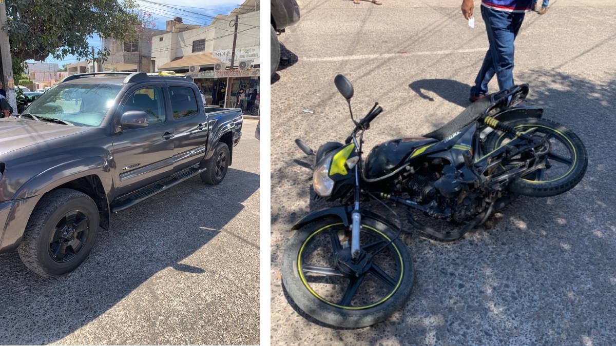Motociclista se pasa un alto en Guasave y termina arrollado por una camioneta
