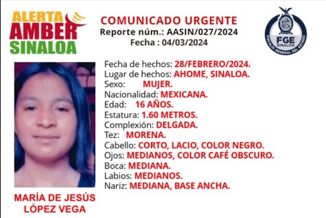 Buscan en Los Mochis a María de Jesús, de 16 años
