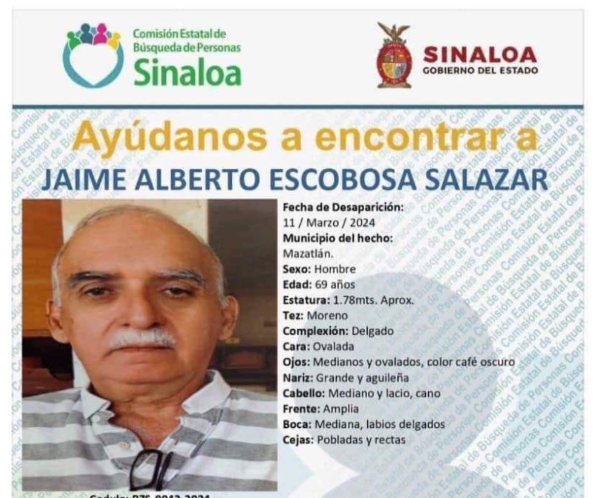 ‘Pudo haber perdido el conocimiento’; don Jaime lleva más de una semana desaparecido en Mazatlán
