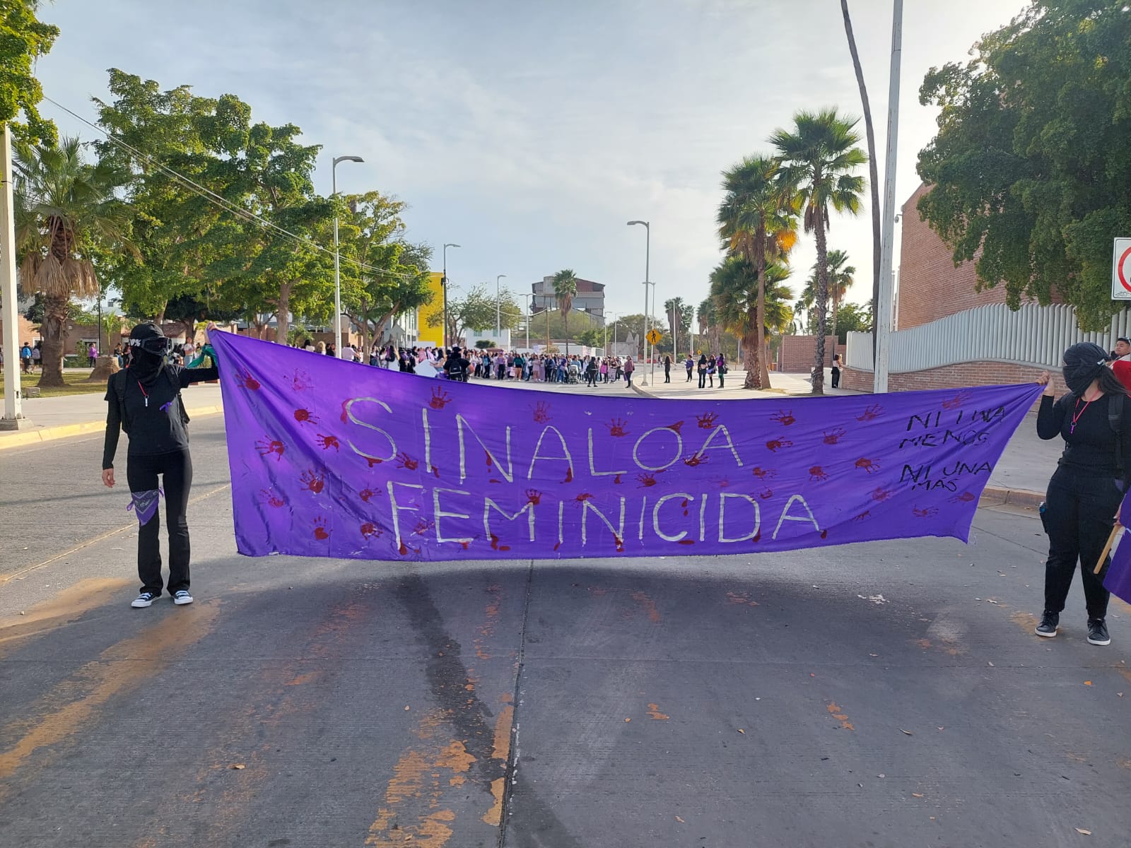 “Sinaloa Feminicida”, el reclamo de mujeres en la marcha del 8M
