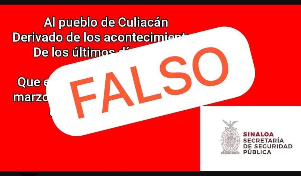 ¡Es falso! Desmienten desde la SSPE difusión de supuesto toque de queda en Culiacán