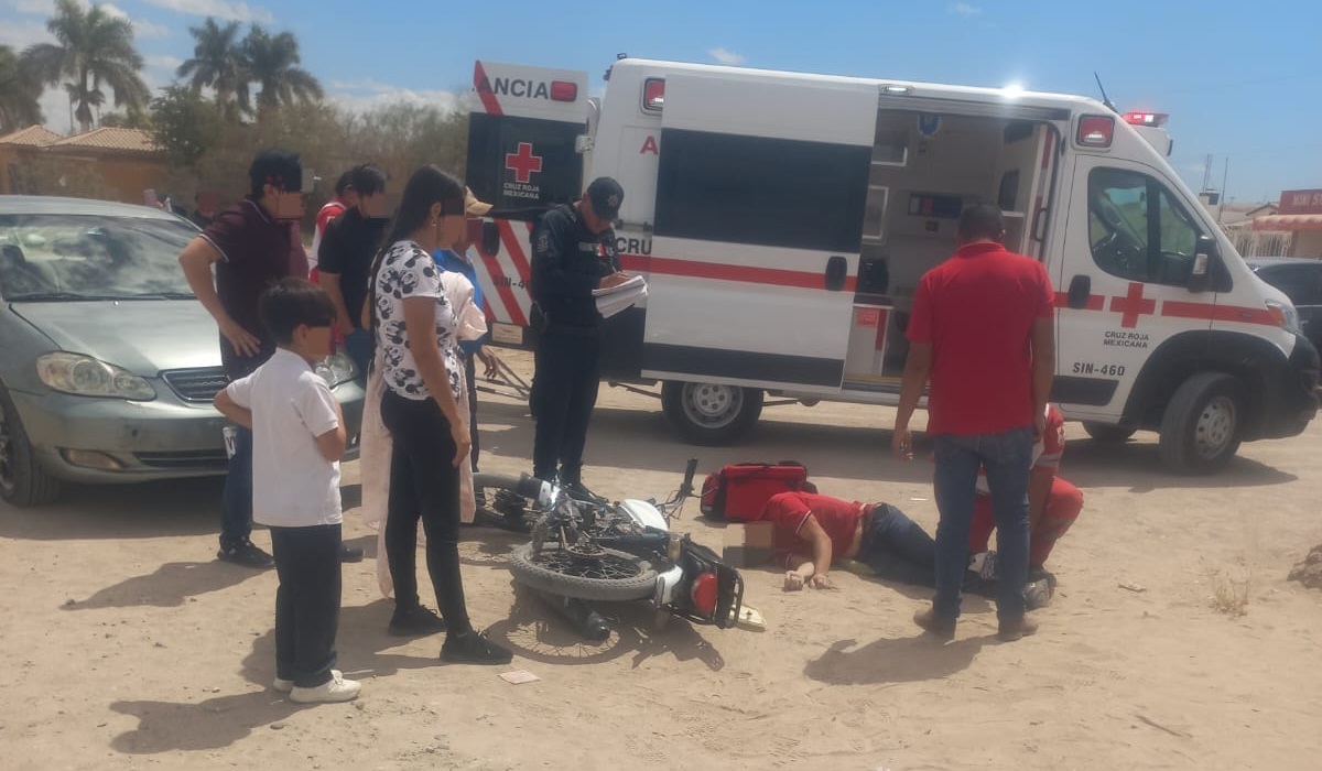 Motociclista resulta lesionado tras ser arrollado por conductor en Leyva Solano, Guasave