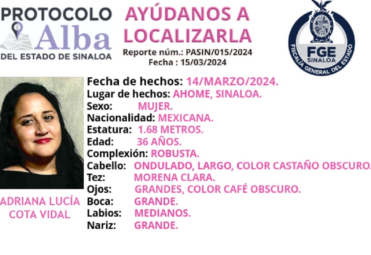 Adriana Lucía desapareció en Los Mochis, sus familiares piden ayuda para dar con su paradero