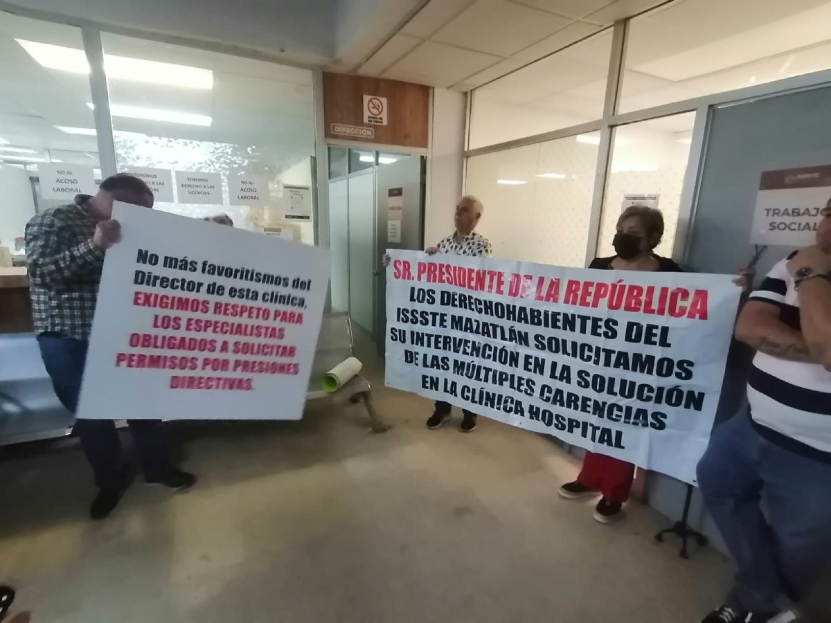 Trabajadores del ISSSTE en Mazatlán toman oficinas de dirección; exigen suministro para los pacientes