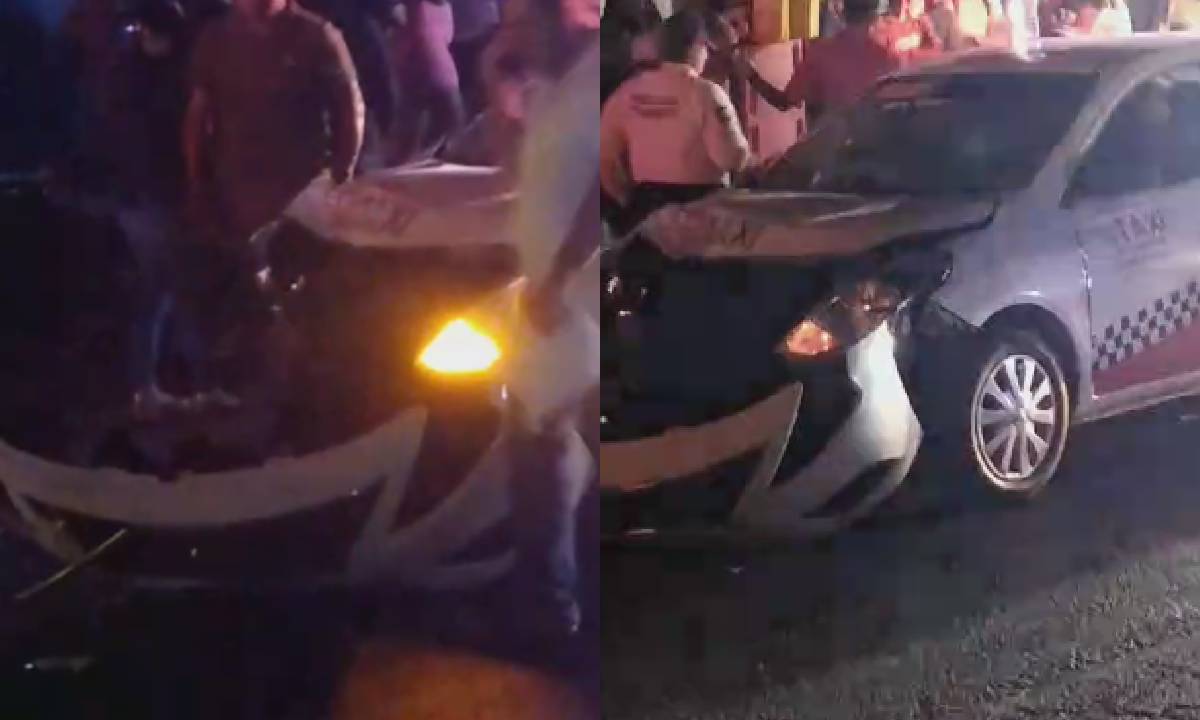 Motociclista no hace alto en luz roja del semáforo y lo impacta un taxi en Mazatlán