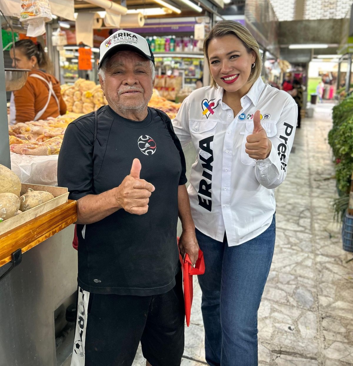 Érika Sánchez propone mejorar calles y apoyar a comercios en su recorrido por Culiacán