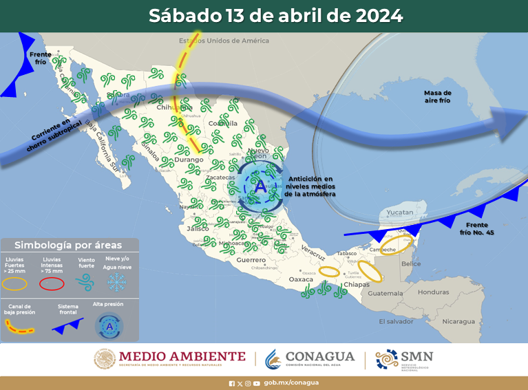 ¡Más fresco! El domingo llega el frente frío No 46 de la temporada y el tercero de abril