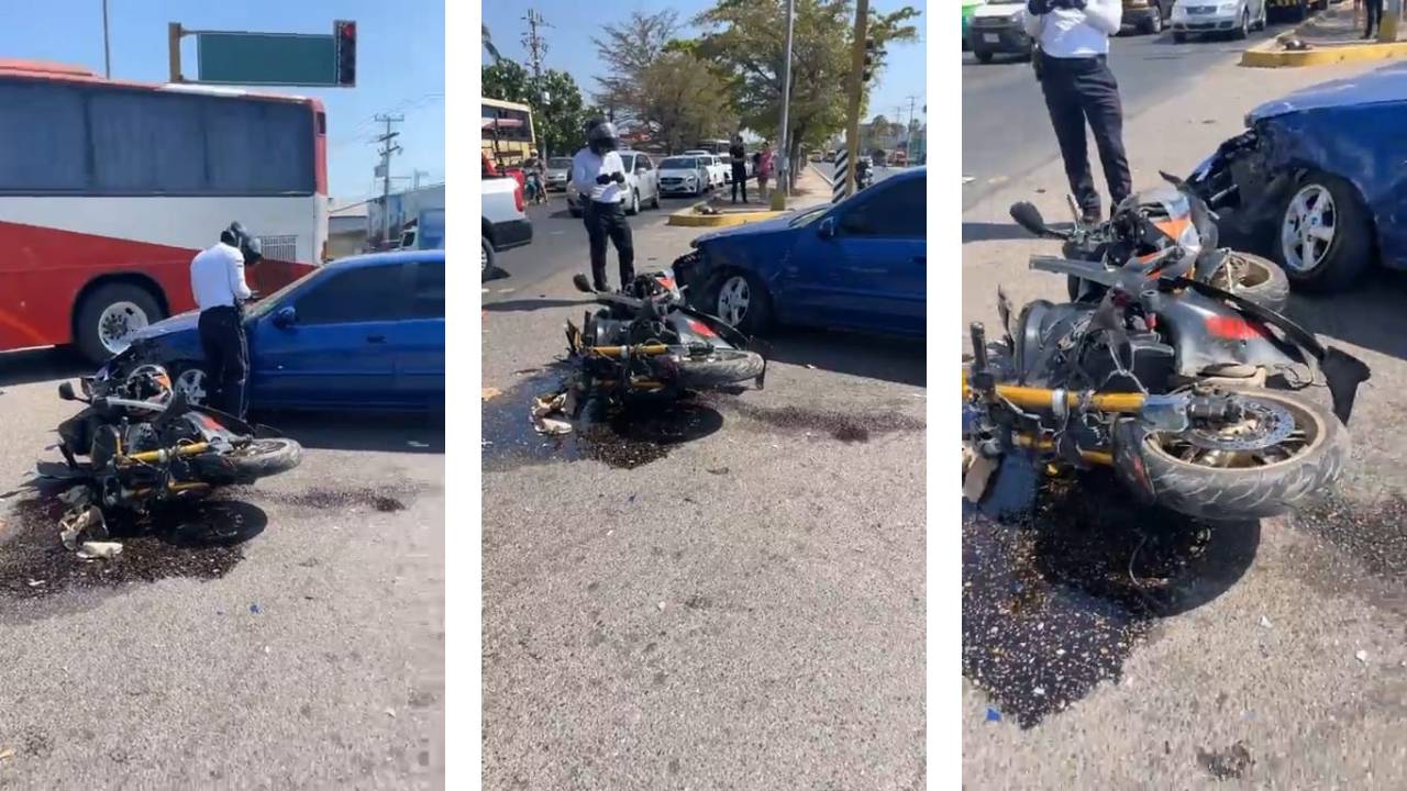 Se registra fuerte accidente entre vehículo y motocicleta en Mazatlán