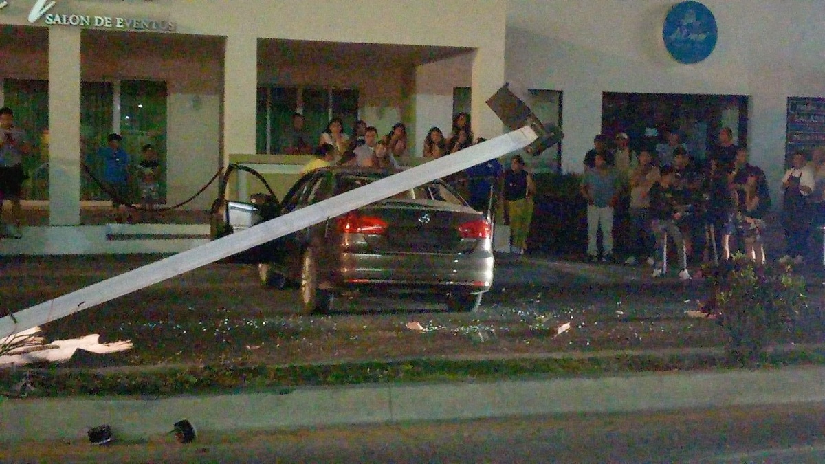 ¡Se llamaba luminaria! Automovilista arrasa con costosa lámpara y palmera en Mazatlán