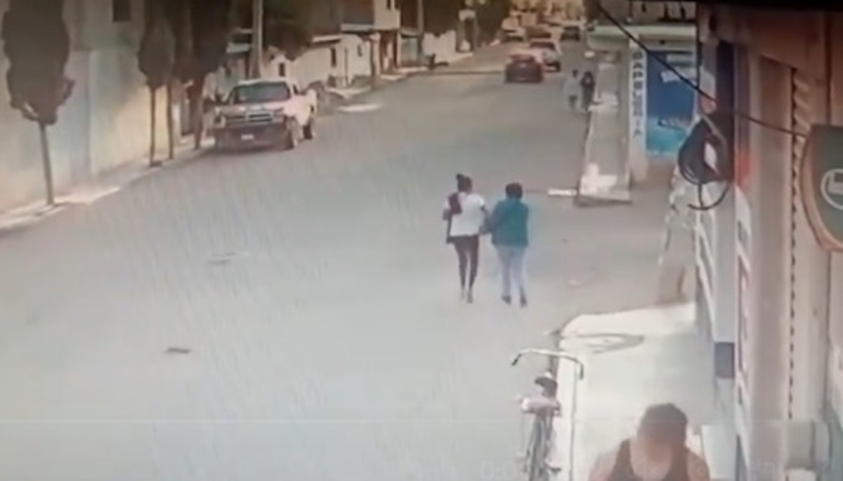 ¡A exceso de velocidad! Así ‘taclearon’ dos perritos a mujeres que caminaban en la calle (video)