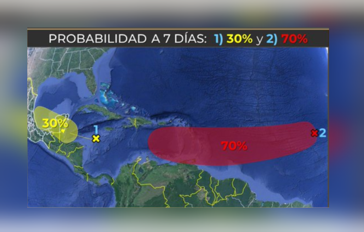 Alerta por zonas de baja presión en Mar Caribe y Océano Atlántico