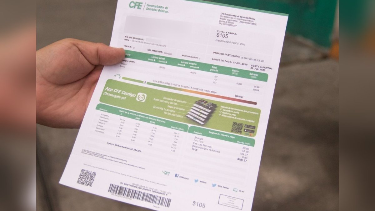 Recibo de luz de la CFE